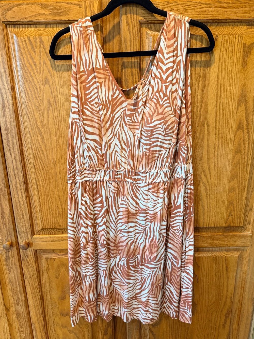 Soma WKND Rust and White Zebra-Print Dress XL Comfy Vacation 95% Rayon